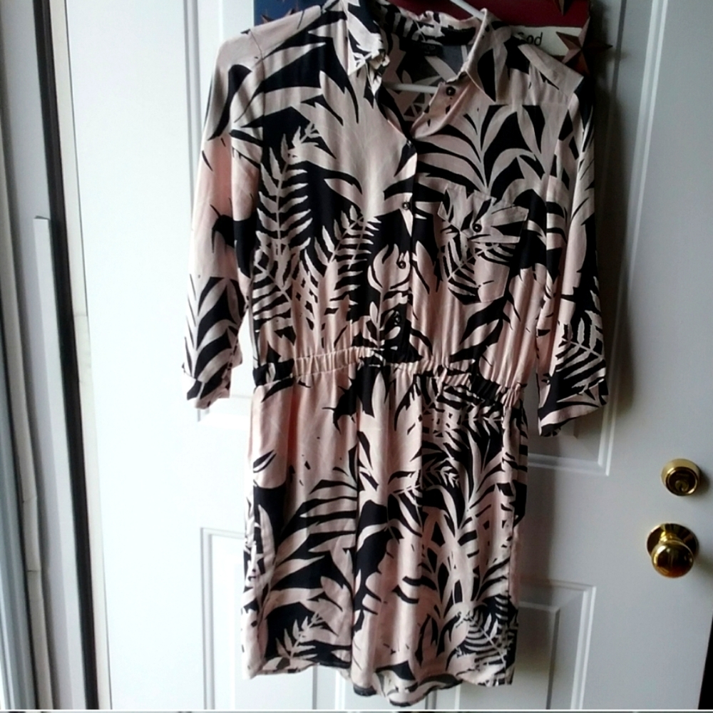 Topshop Palm Print Tropical Shirt Dress